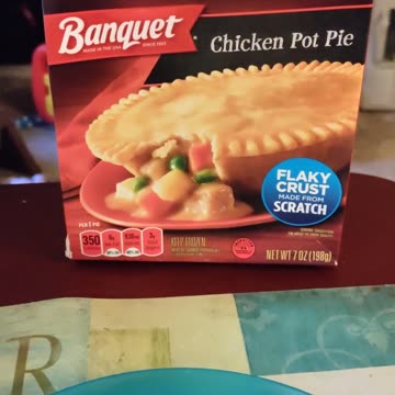 Eating Banquet Chicken Pot Pie, Dbn, MI, 8/16/23