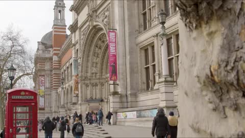 Side View Of Main Entrance Of The V and A in London