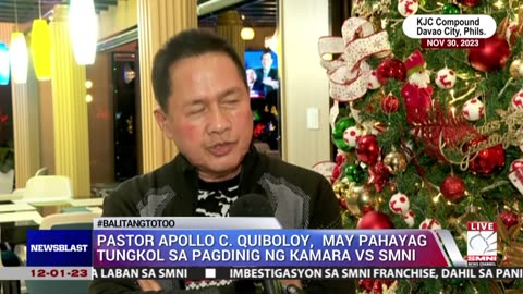 Pastor Apollo C. Quiboloy, may pahayag tungkol sa pagdinig ng Kamara vs SMNI