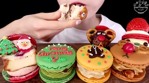 ASMR MUKBANG｜CHRISTMAS MACARON & CHOCOLATE