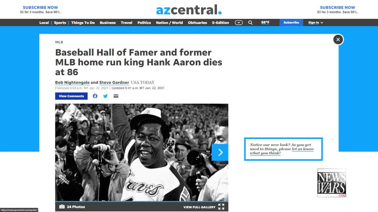 האנק אהרון מת לאחר נטילת הזריקה לקורונה