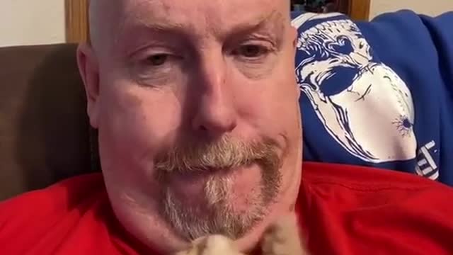 Man Slowly Warms up to Playful Kitten