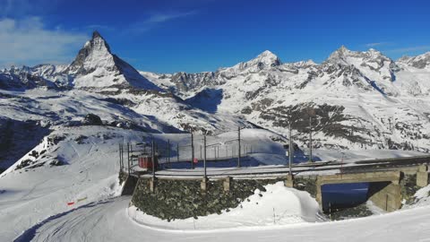 snowy mountain train