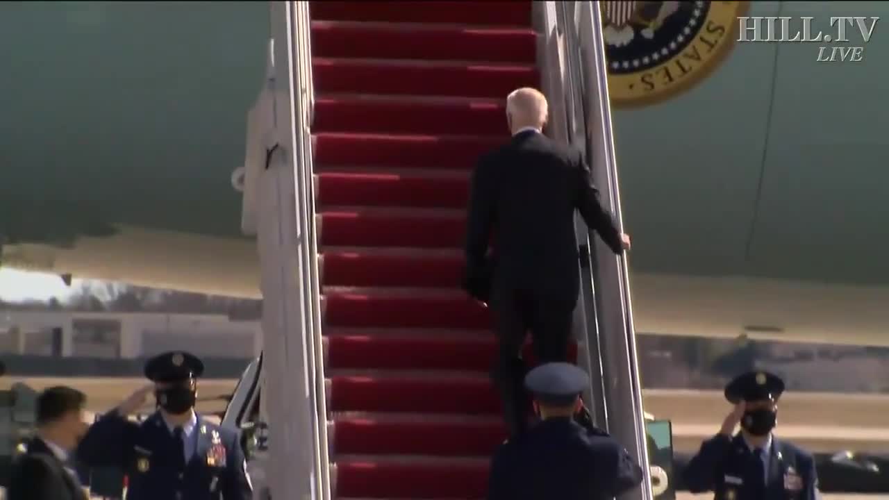 Biden Falls Up Stairs, 3 times.