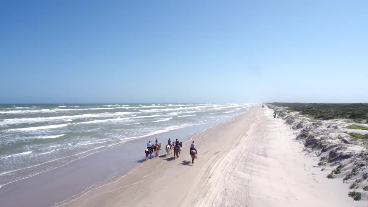 Friends Ride Horses Across Beach