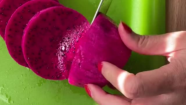 Three different types of Dragon Fruit.