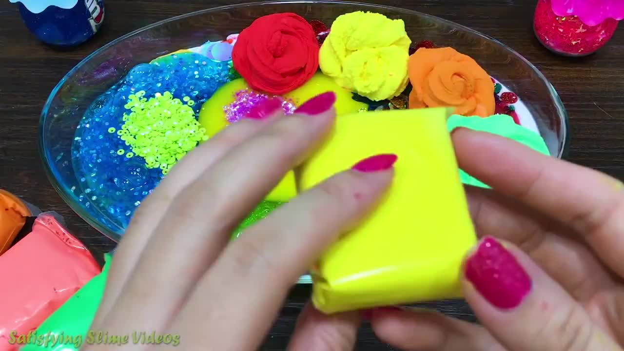 Mixing Makeup, Glitter and More into Glossy Slime ! Satisfying Slime Video #784