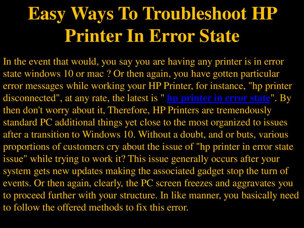 Easy Ways To Troubleshoot HP Printer In Error State