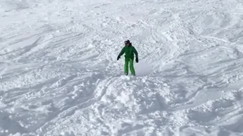 Green ski small ramp faceplant