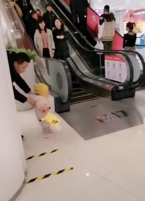 The baby went to the supermarket but naturally at home