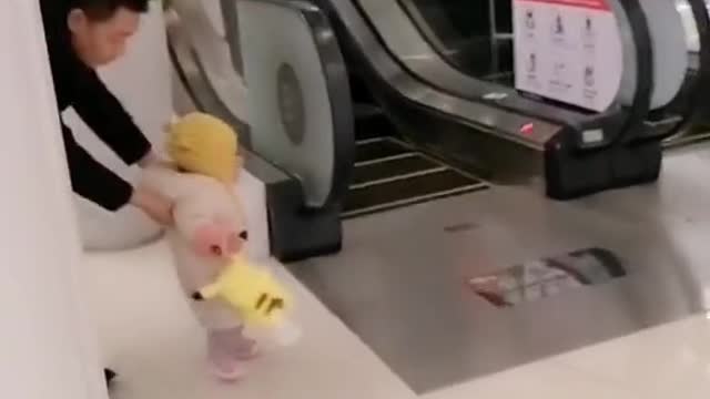 The baby went to the supermarket but naturally at home