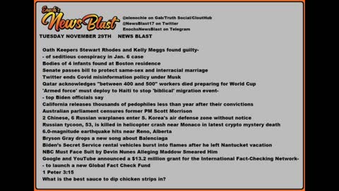 Tuesday, November 29, 2022 News Blast. #Enoch #NewsBlastReading #NBR