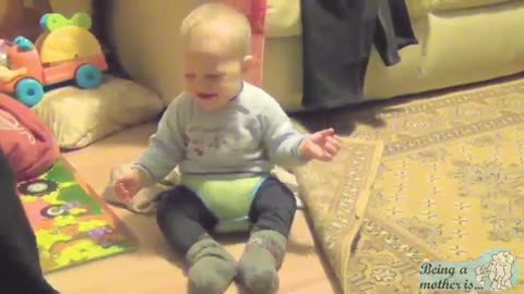 Baby hilarious laugh