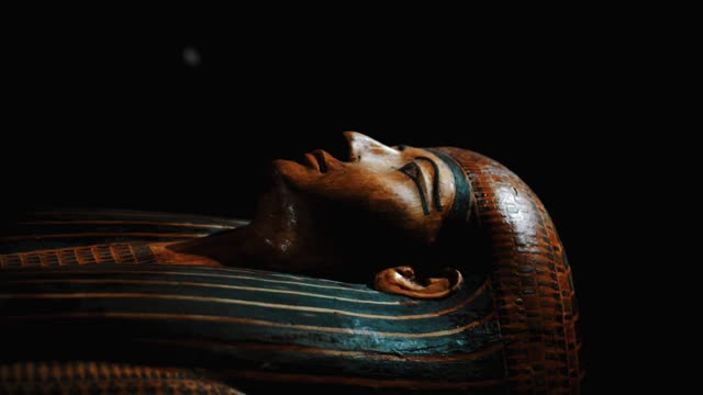 Close-up Footage of a Wooden Pharaoh