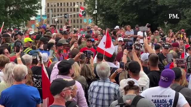 James Topp gives speech after arriving in Ottawa