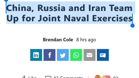 News 01/18/2022 China, Russia and Iran Team Up for Joint Naval Exercises.