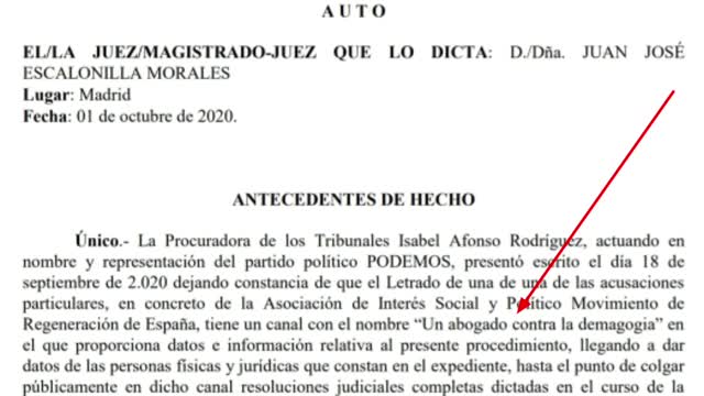 03oct2020 El partido politico español PODEMOS, ME DENUNCIA Y EL JUEZ RESUELVE sobre la denuncia · Abogado contra la Demagogia || RESISTANCE ...-