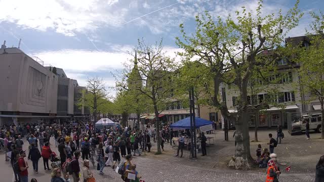 Protest Aarau Switzerland 2021-05-08 (08/19) Crowd and Riot Police Cars Graben