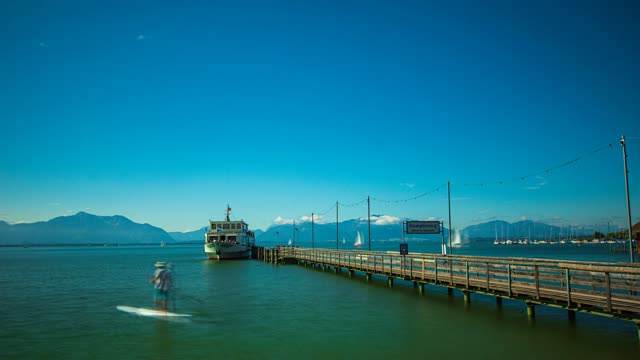 Cool Time Lapse of a Steamboat Landing Stage in Seebruck, Germany