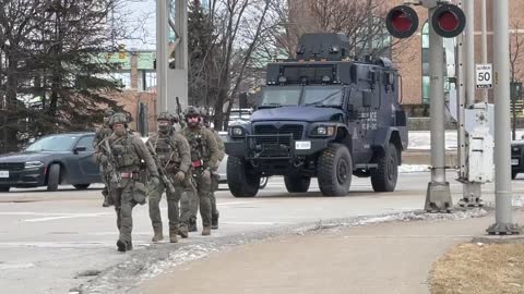 Police and Military? Arrive in Windsor Ontario Ambassador Bridge Blockade