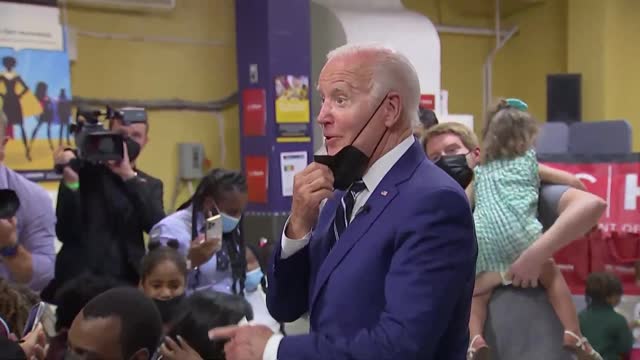 Watch: Biden Constantly Pulls Off His Mask at Covid Vax Clinic