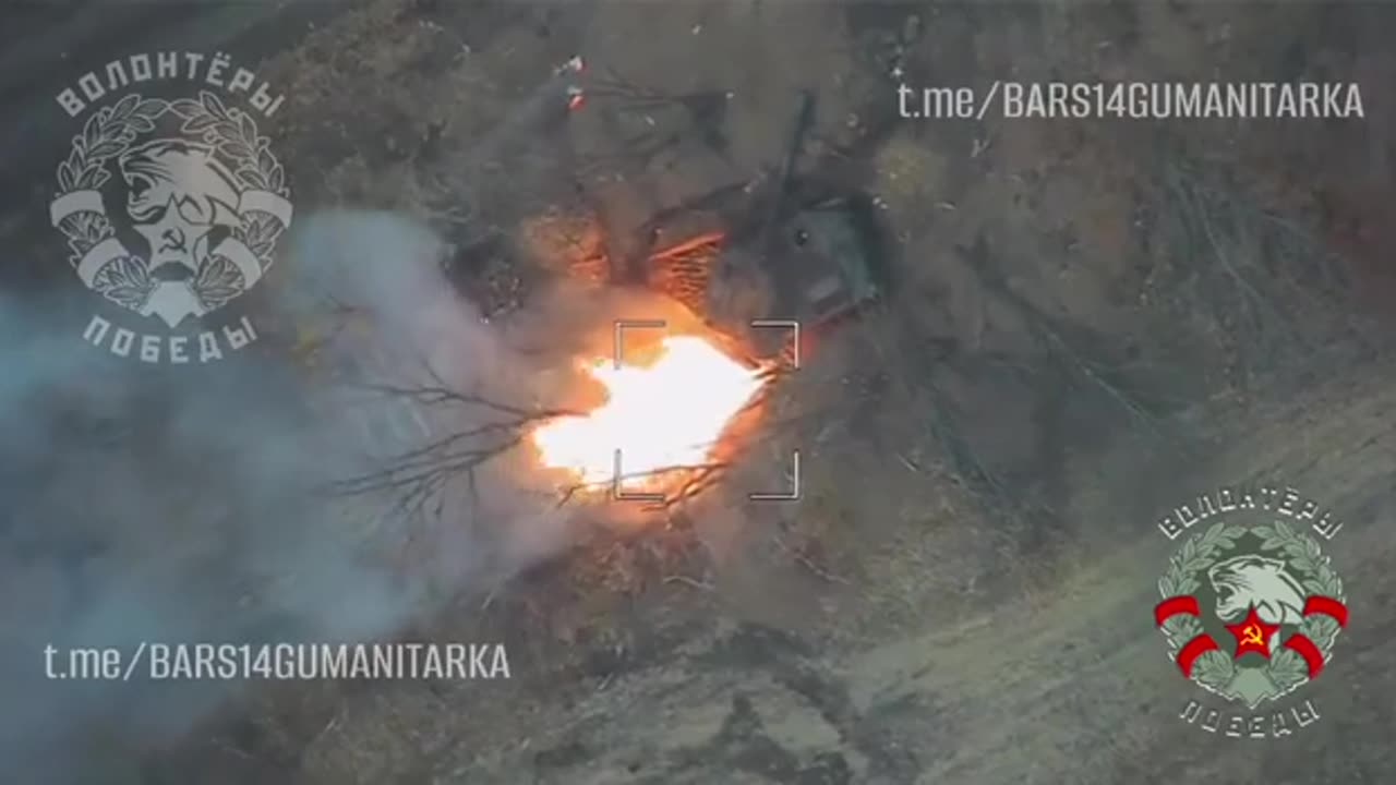 Russian drone operators strike Ukrainian Tank in a dugout