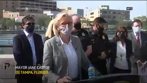 Tampa mayor talks of arresting those on video without masks. Hypocrite caught not wearing one.