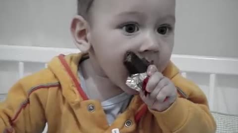 This cute baby made everyone laugh when they saw him eat chocolate and get all smeared