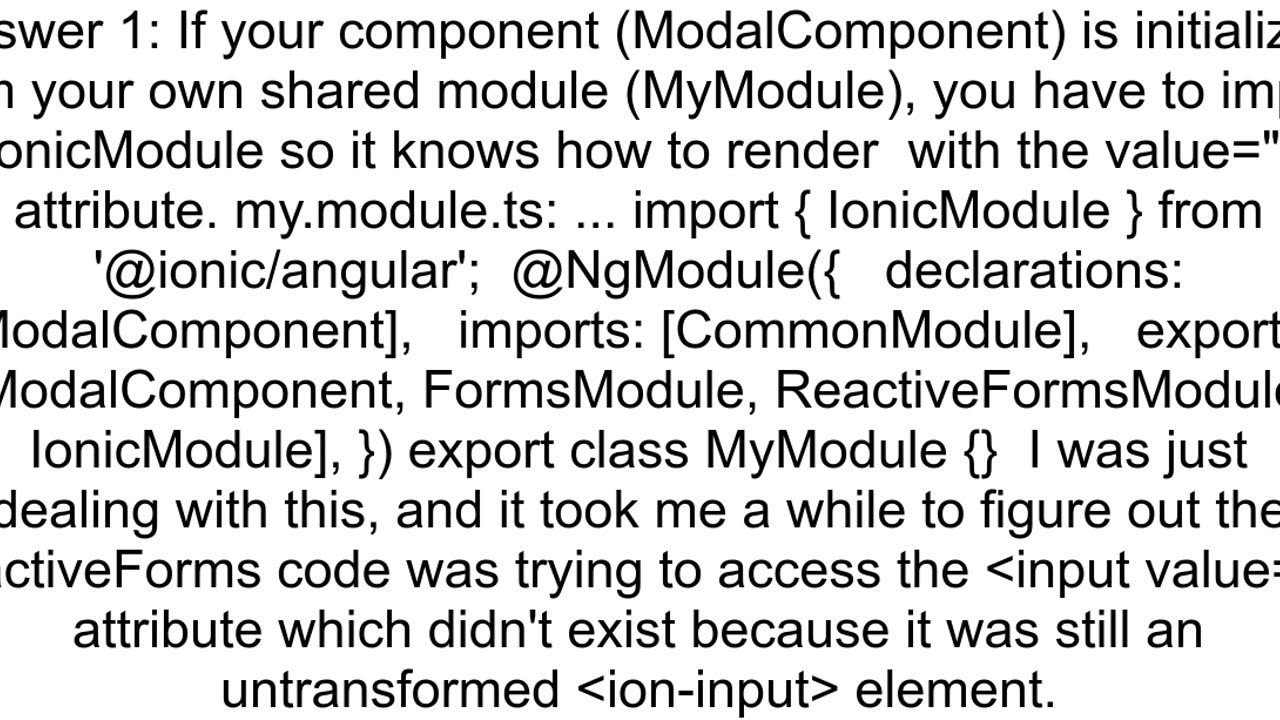 Error 39No value accessor for form control with name39 with ionic 5 and Angular 9 using reactive fo