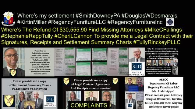 #OneNewsPage SmithDowneyPA Settlement Never Paid RegencyFurnitureLLC Douglas W. Desmarais Kirstin Miller Tully Rinckey PLLC Refund $30,555.90 Never Refunded MikeCFallingsEsq -Regency Furniture LLC - Settlement Never Paid - Abdul Ayyad - Ahmad Ayyad - USA