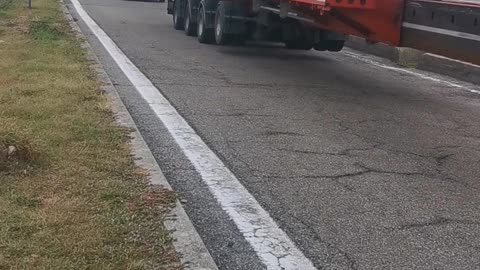 Well deserved rest for this heavy vehicle, shovel transport for wind power