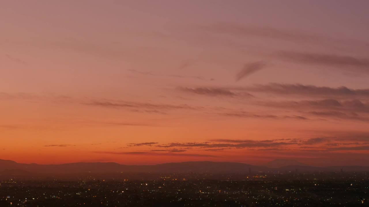 City lights at sunset