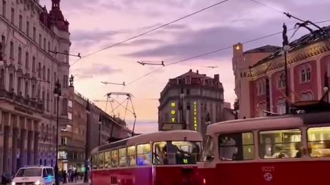 Beautiful city streets in the evening