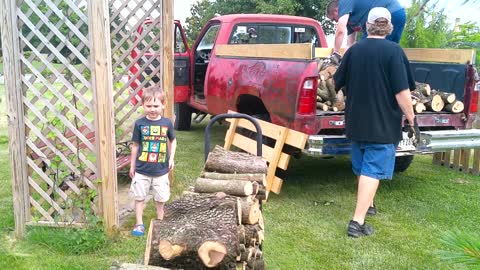 Unloading Firewood