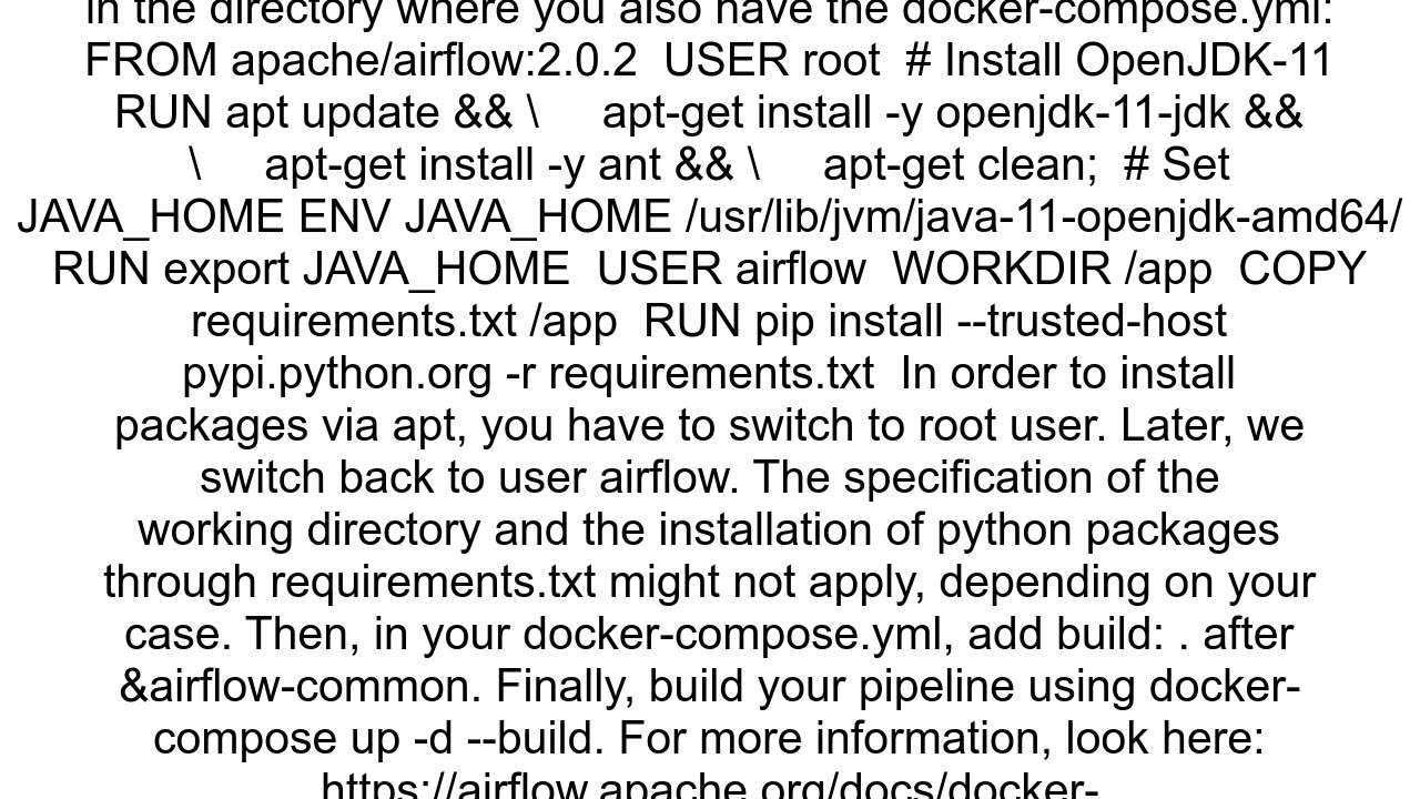 How to install java in an airflow container using dockercomposeyaml