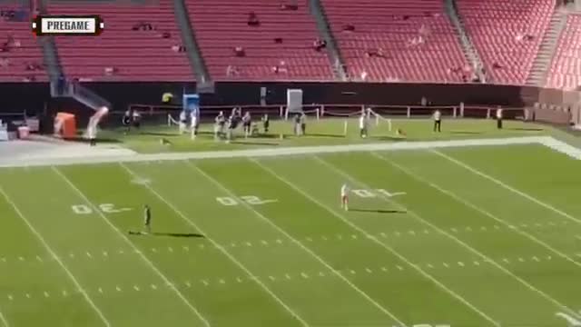 Browns K Cade York pregame 70-yard field goal