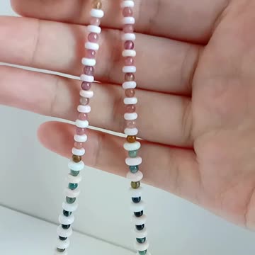 Sakura onyx Spodumene Kunzite pink shell 3mm Tourmaline Rubellite Apyrite roundle beads necklace
