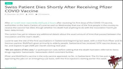 Flashback: Swiss Patient Dies shortly after Pfizer Vaccine