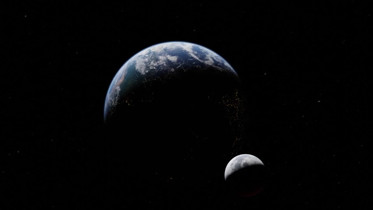 Earth and Moon in space