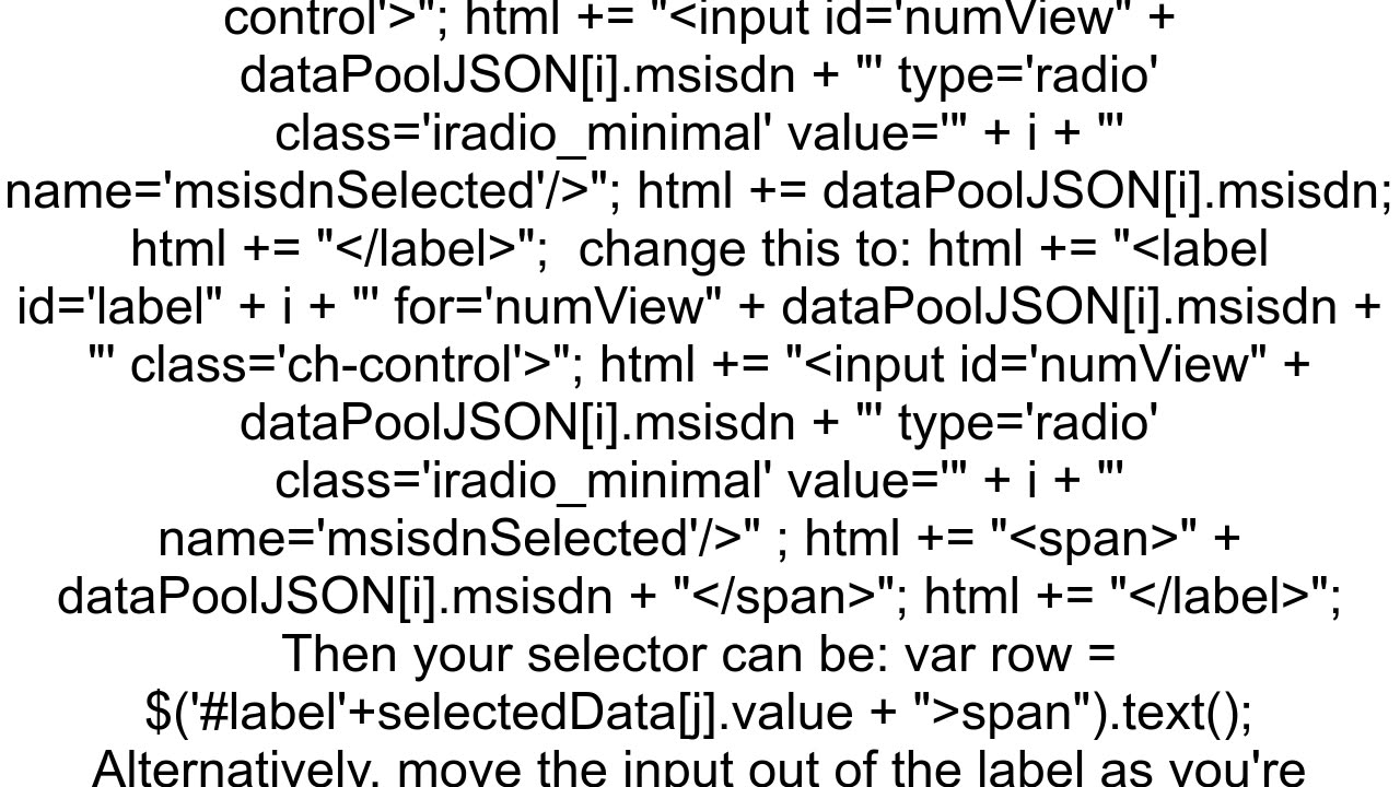 How to get the label value in javascript