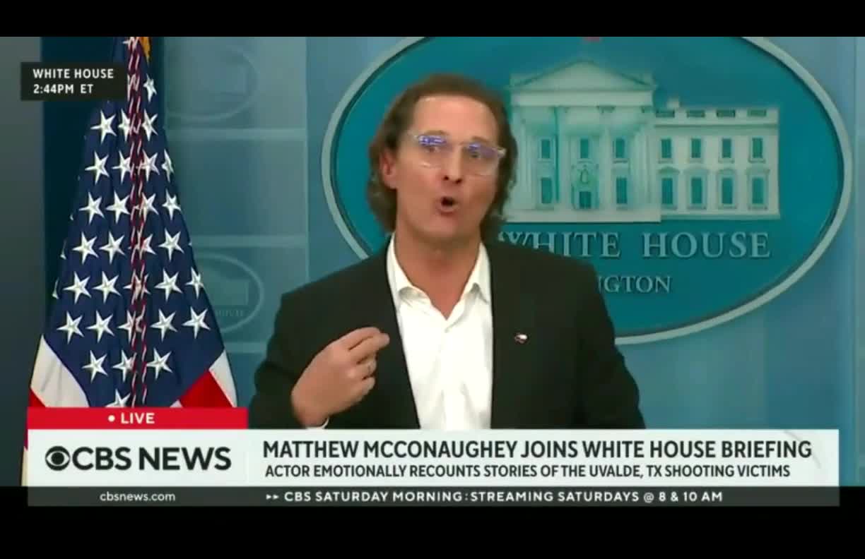 Watch Hollywood actor Matthew McConaughey at the White House pushing for gun control.