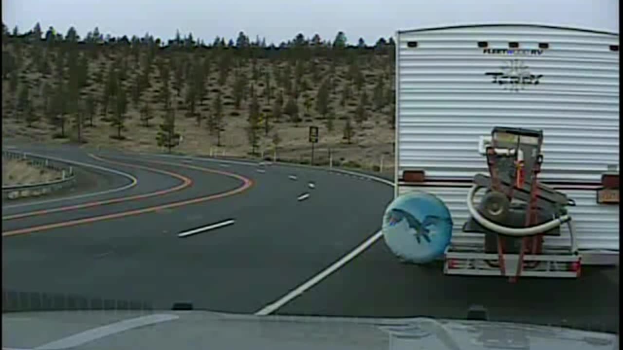 Truck rollover caught on police dash cam- crazy dach cam scenes.