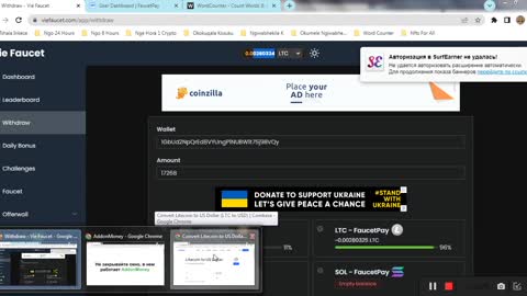 How To Get Free Paid To Click Litecoin LTC tokens At Vie Faucet & Instant Withdraw At FaucetPay