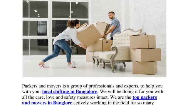 local shifting in Bangalore