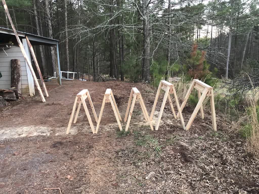 Having Fun Turning a Log Into Useful Sawhorses!