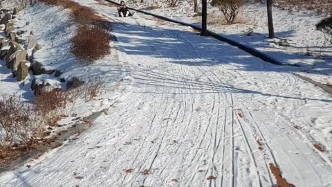 Exciting snow sledding