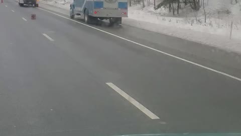 Semi stuck in snow