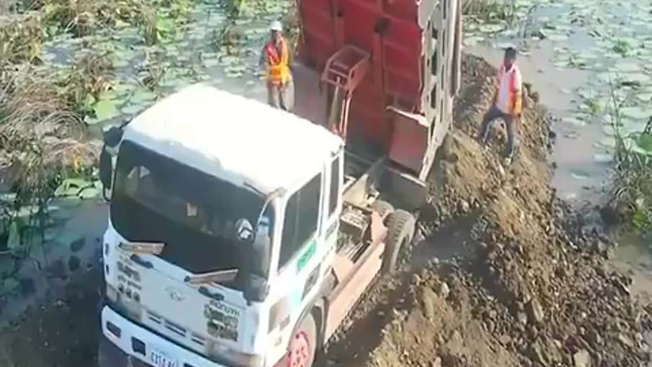 Building a road through wetlands comes with its own issues! 🚛