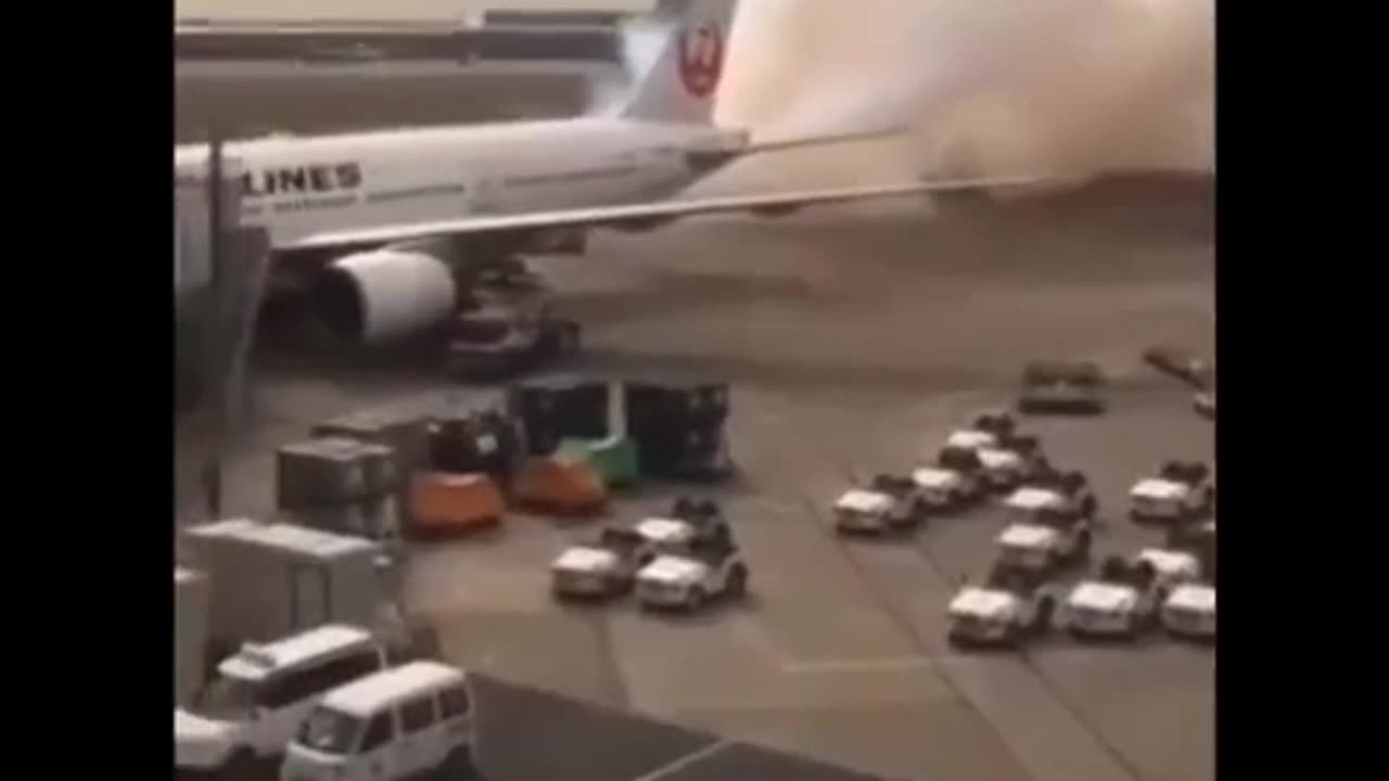 The pilot accidentally (or not ) releases a chemical trail back at the airport.