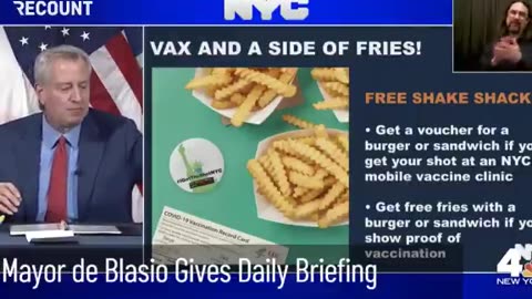 Video from May 13, 2021 – Bill de Blasio; Fries and Burger with Vaccine